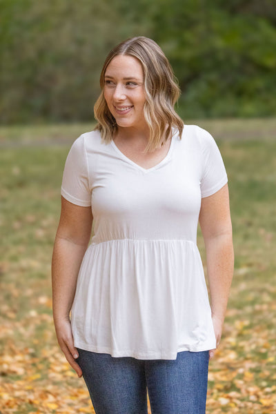 IN STOCK Sarah Ruffle Short Sleeve - Ivory | Women's Top