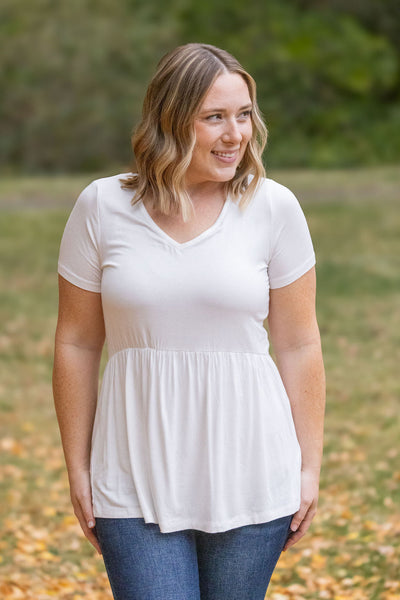 IN STOCK Sarah Ruffle Short Sleeve - Ivory | Women's Top