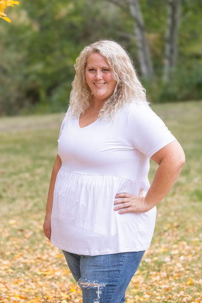 IN STOCK Sarah Ruffle Short Sleeve - White | Women's Top