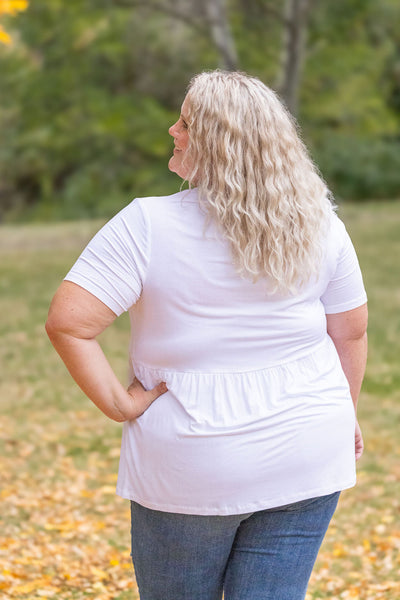 IN STOCK Sarah Ruffle Short Sleeve - White | Women's Top