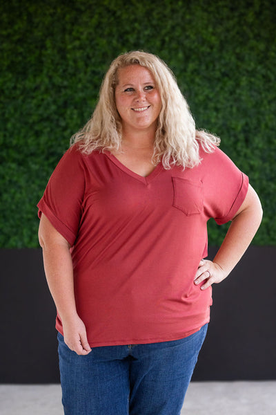 IN STOCK Sierra Pocket Top - Terra Cotta FINAL SALE