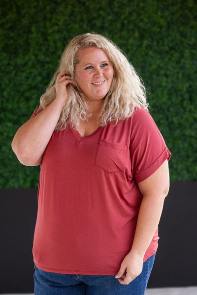 IN STOCK Sierra Pocket Top - Terra Cotta FINAL SALE