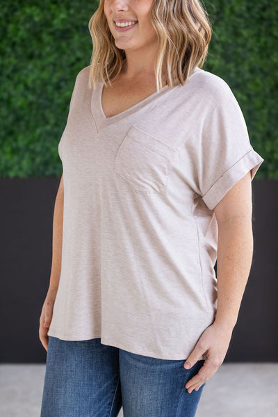 IN STOCK Sierra Pocket Top - Oatmeal FINAL SALE