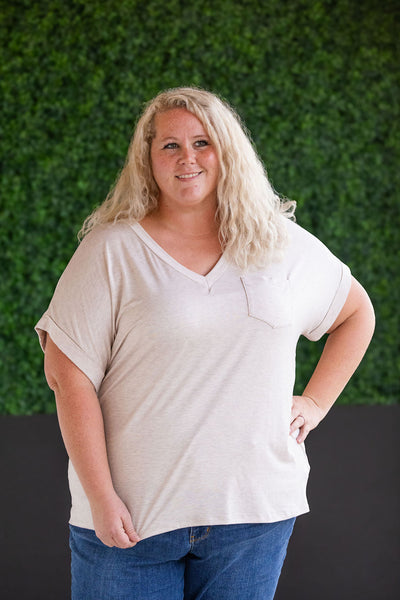 IN STOCK Sierra Pocket Top - Oatmeal FINAL SALE