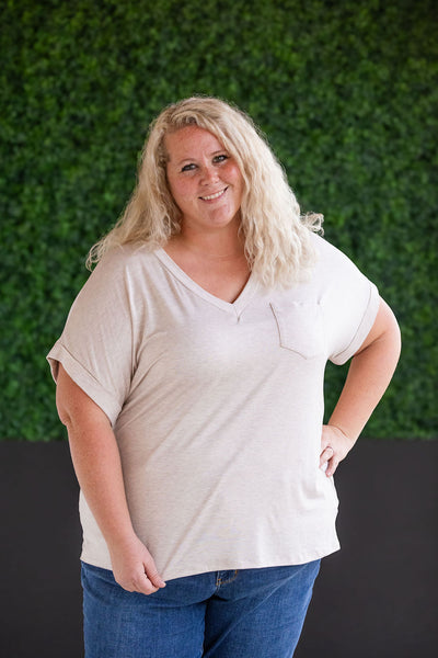 IN STOCK Sierra Pocket Top - Oatmeal FINAL SALE
