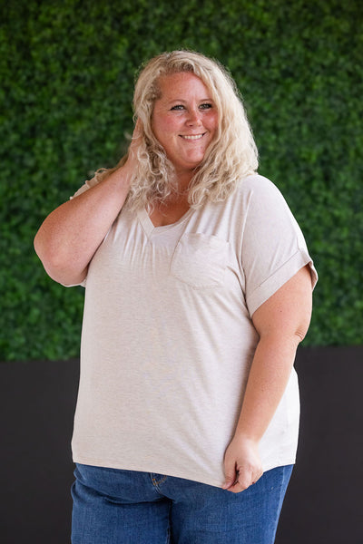 IN STOCK Sierra Pocket Top - Oatmeal FINAL SALE