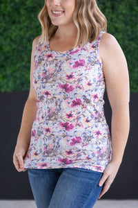 IN STOCK Ava Tank - Pink and Periwinkle Abstract Floral