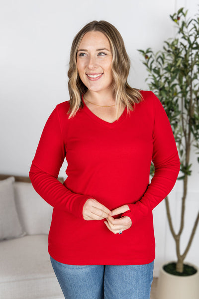 IN STOCK Leah Long Sleeve Top - Red FINAL SALE