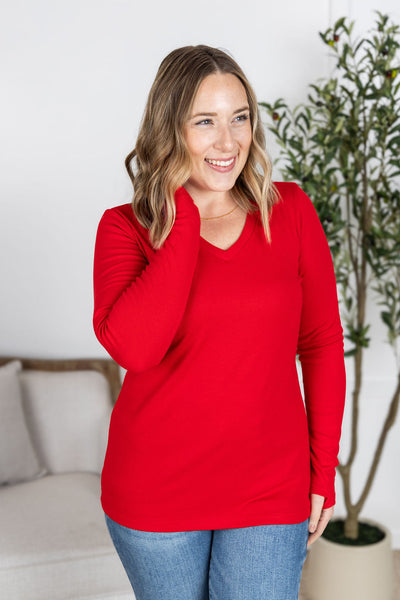 IN STOCK Leah Long Sleeve Top - Red FINAL SALE