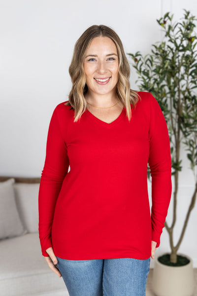 IN STOCK Leah Long Sleeve Top - Red FINAL SALE