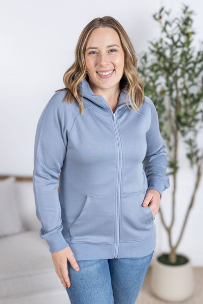 IN STOCK Scuba FullZip Hoodie - Dusty Blue