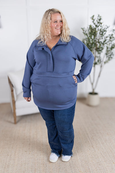 IN STOCK Mia Scuba Halfzip - Slate Blue