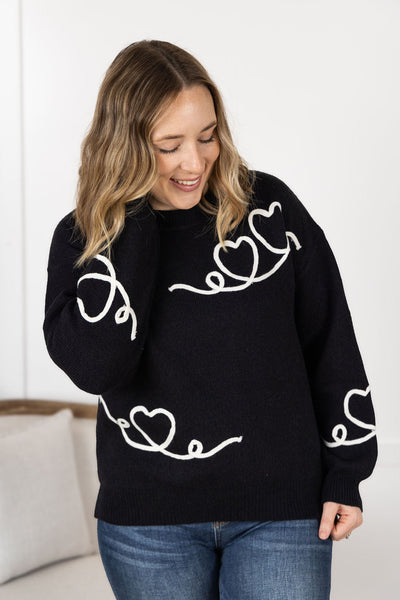 IN STOCK Black Hearts Sweater FINAL SALE