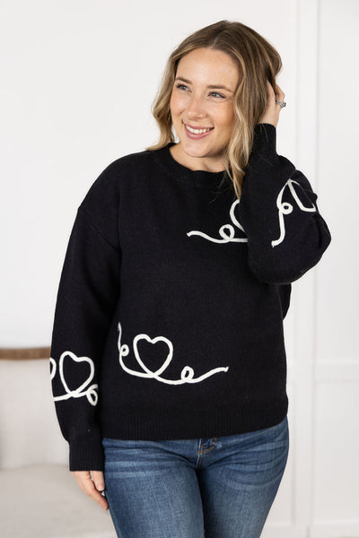 IN STOCK Black Hearts Sweater FINAL SALE