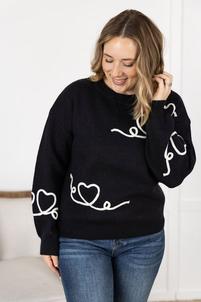 IN STOCK Black Hearts Sweater FINAL SALE