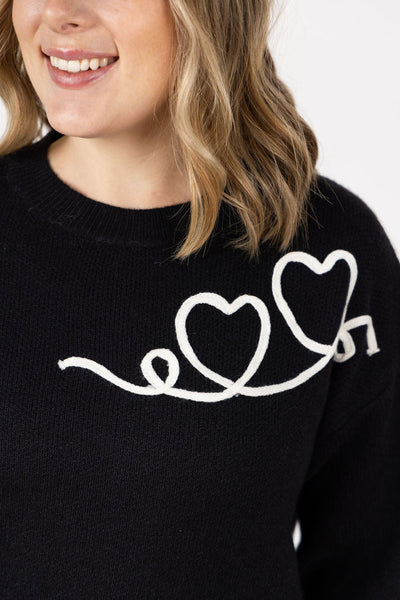 IN STOCK Black Hearts Sweater FINAL SALE