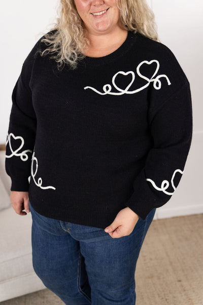 IN STOCK Black Hearts Sweater FINAL SALE