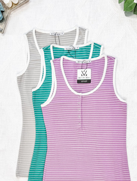 IN STOCK Shiloh Button Snap Tank - Green
