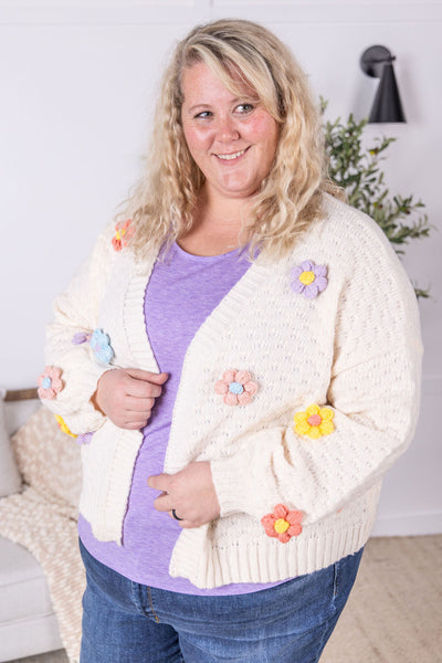 IN STOCK Flower Cardigan - Ivory