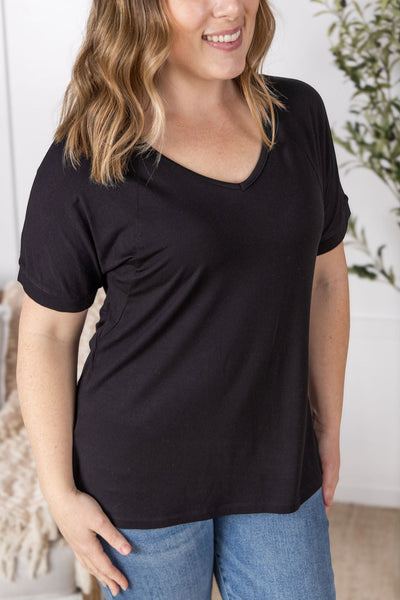 IN STOCK Bamboo V Neck Tee - Black