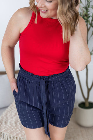 IN STOCK Libby Linen Shorts - Navy FINAL SALE