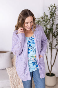 IN STOCK Open Knit Cardigan - Lavender