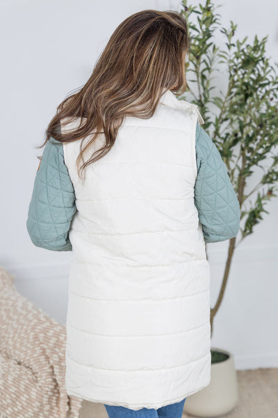 IN STOCK Harlow Long Vest - Cream