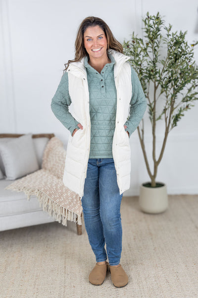 IN STOCK Harlow Long Vest - Cream