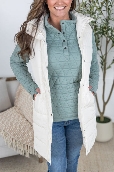 IN STOCK Harlow Long Vest - Cream