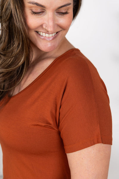 IN STOCK Chloe Cozy Tee - Rust