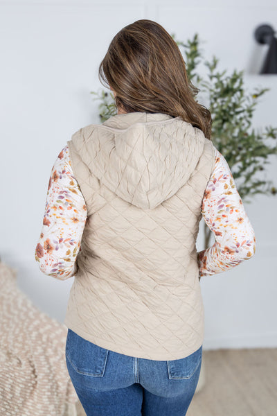 IN STOCK Heather Hooded Vest - Beige