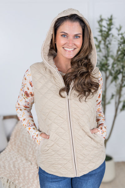 IN STOCK Heather Hooded Vest - Beige