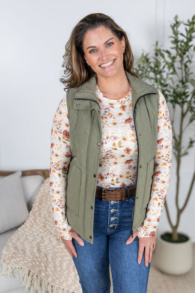 IN STOCK Remy Zip Up Vest - Heathered Sage