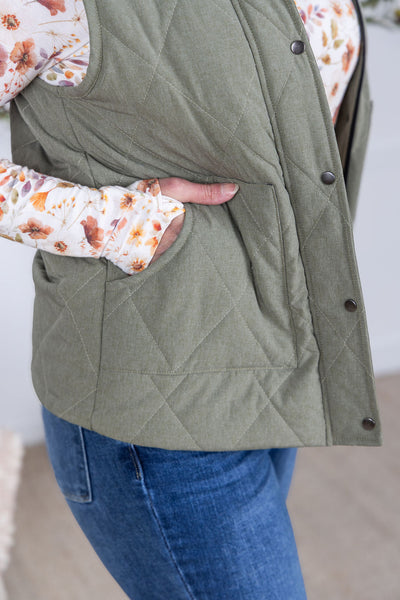 IN STOCK Remy Zip Up Vest - Heathered Sage