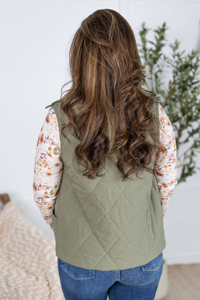 IN STOCK Remy Zip Up Vest - Heathered Sage
