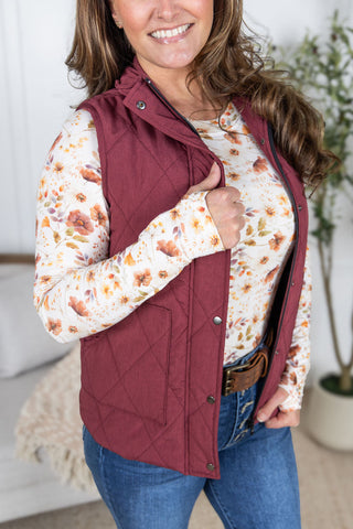 IN STOCK Remy Zip Up Vest - Heathered Burgundy