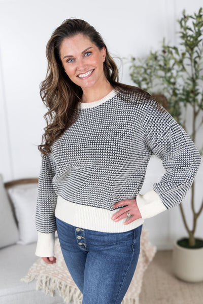 IN STOCK Charlotte Sweater - Black and Cream