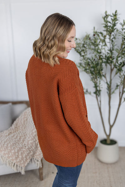 IN STOCK Billie Open Knit Cardigan - Rust