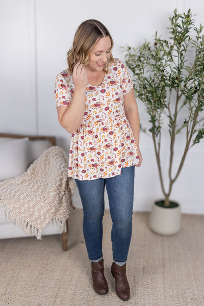 IN STOCK Sarah Ruffle Short Sleeve - Autumn Floral