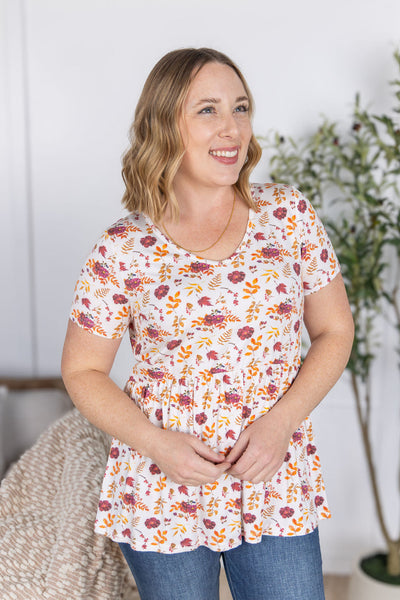 IN STOCK Sarah Ruffle Short Sleeve - Autumn Floral