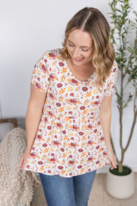 IN STOCK Sarah Ruffle Short Sleeve - Autumn Floral