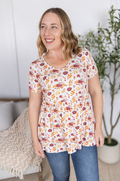 IN STOCK Sarah Ruffle Short Sleeve - Autumn Floral