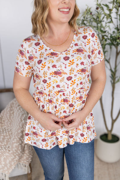 IN STOCK Sarah Ruffle Short Sleeve - Autumn Floral