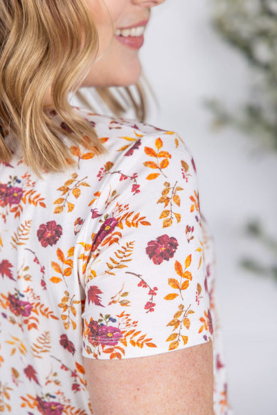 IN STOCK Sarah Ruffle Short Sleeve - Autumn Floral