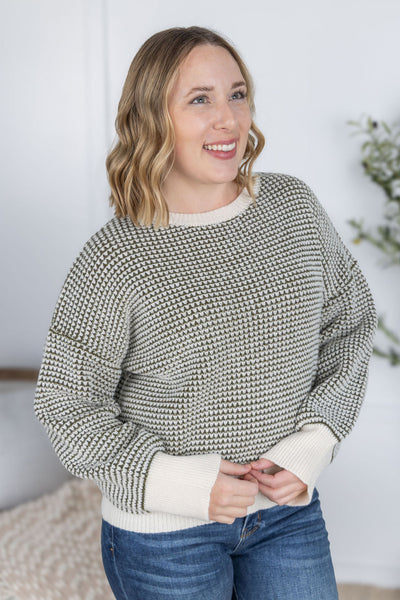 IN STOCK Charlotte Sweater - Olive and Cream