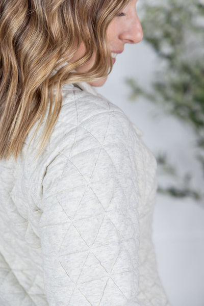 IN STOCK Geometric Button Snap Pullover - Oatmeal