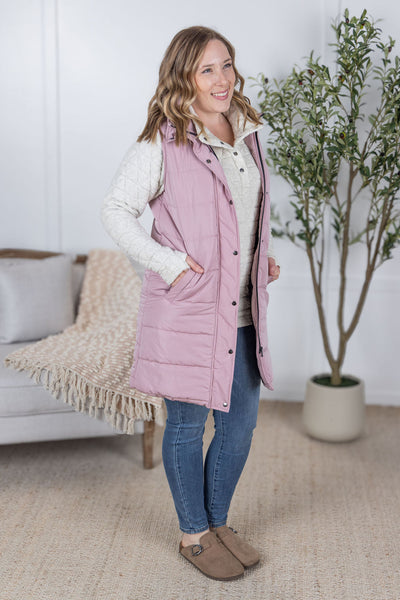IN STOCK Harlow Long Vest - Blush