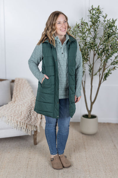 IN STOCK Harlow Long Vest - Hunter Green