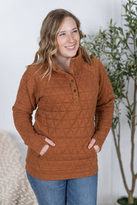 IN STOCK Geometric Button Snap Pullover - Rust