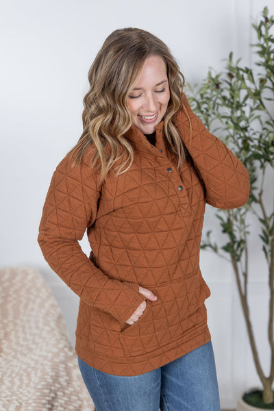 IN STOCK Geometric Button Snap Pullover - Rust